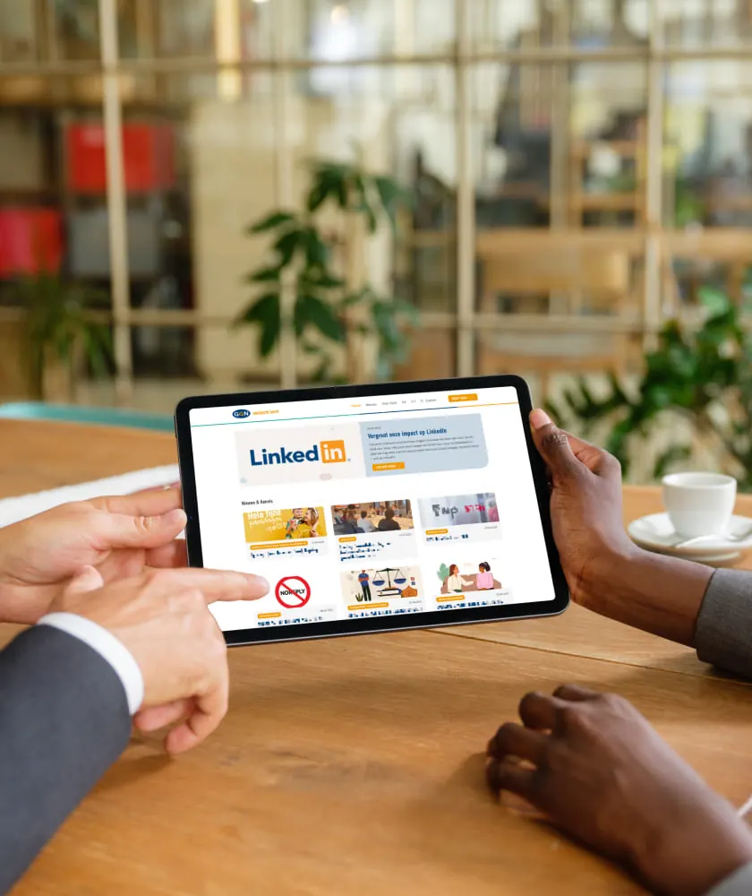 Website van GGN op een tablet