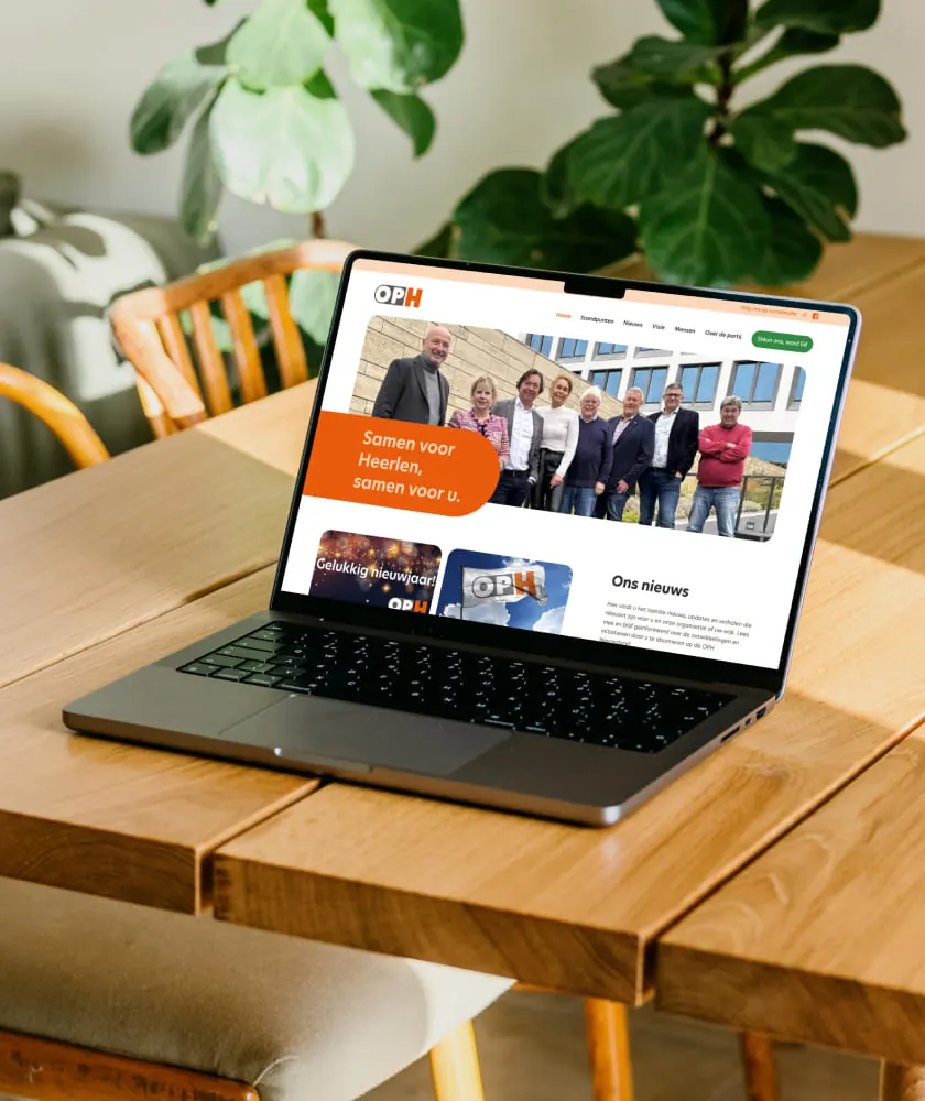 Website van OPH op een laptop